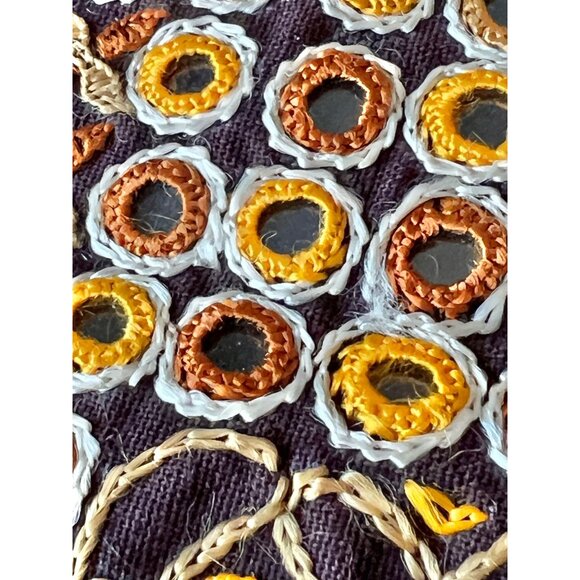 Handcrafted Shrujan Raw Silk Embroidered Cushion Covers 16"x16" Gold Pair NWT - Picture 2 of 16